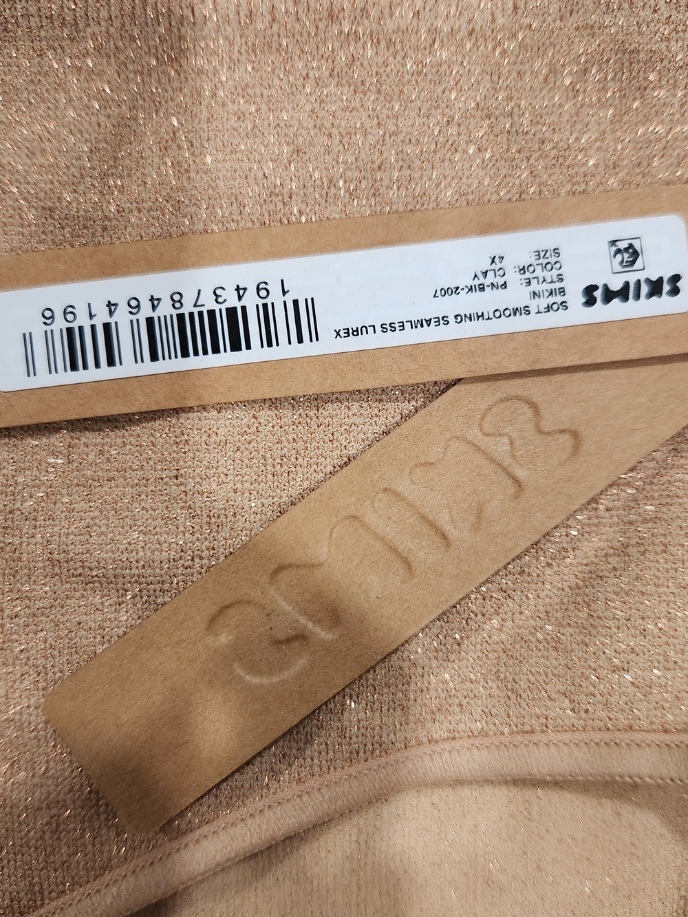SKIMS Soft Smoothing Seamless Lurex Bikini Clay 4x NWT Plus Shimmer FN-BIK-2007